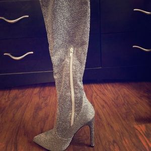 Silver knee high boots size 5.5